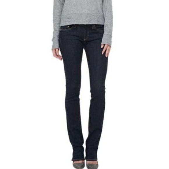 Rag & Bone Stiletto Boot Cut Jeans in Drk Rinse 24 Tall - Picture 1 of 9